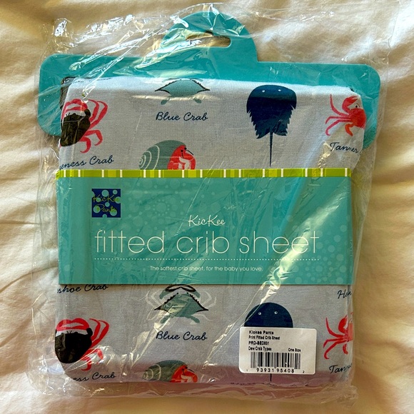 NWT Kickee Pants Dew Crabs Ocean Bamboo Crib Twin Sheet